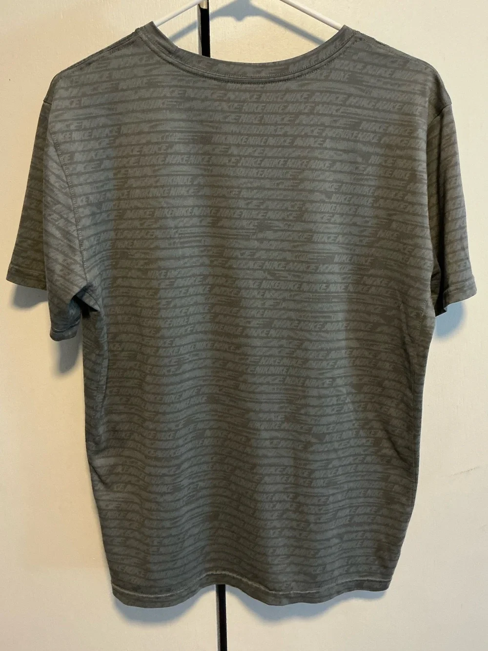 Nike Gray Short Sleeve Performance Tee with White Swoosh